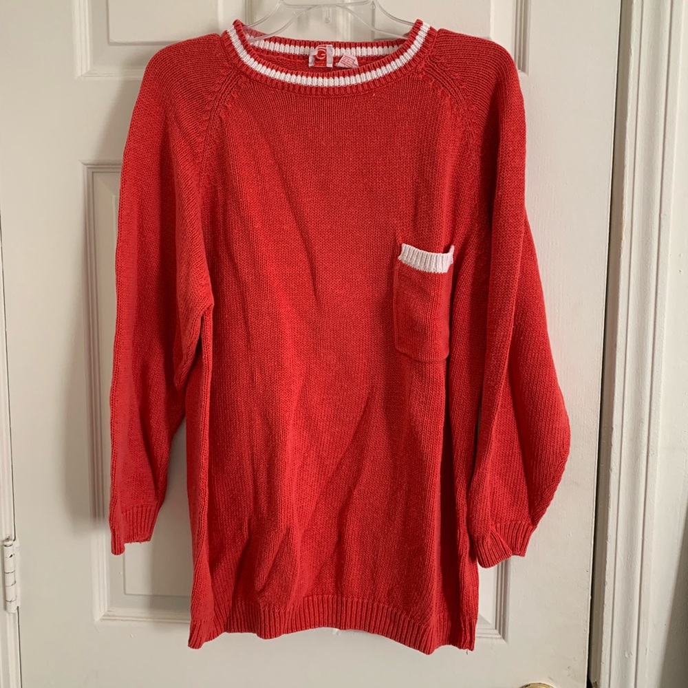 Vintage Cream and Red-Orange Sweater